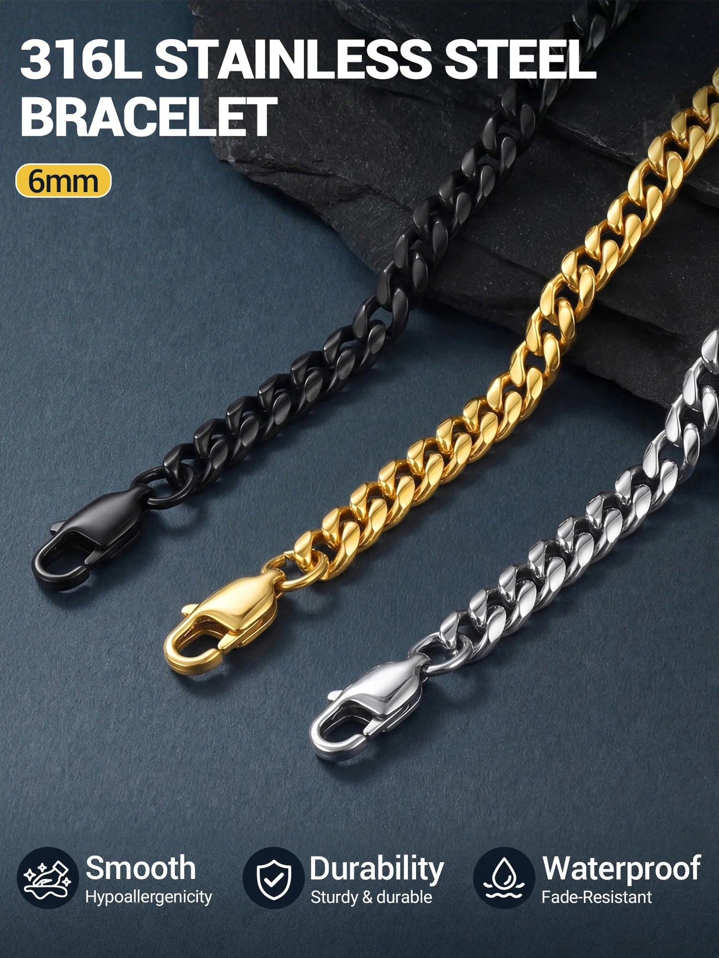 Gold Plated Bracelet for Men Chunky Cuban Bracelet 14MM 7.5 Inch Stainless Steel Chain Bracelet Birthday Father Day Graduation Jewelry Gifts for Him Dad Adults Age